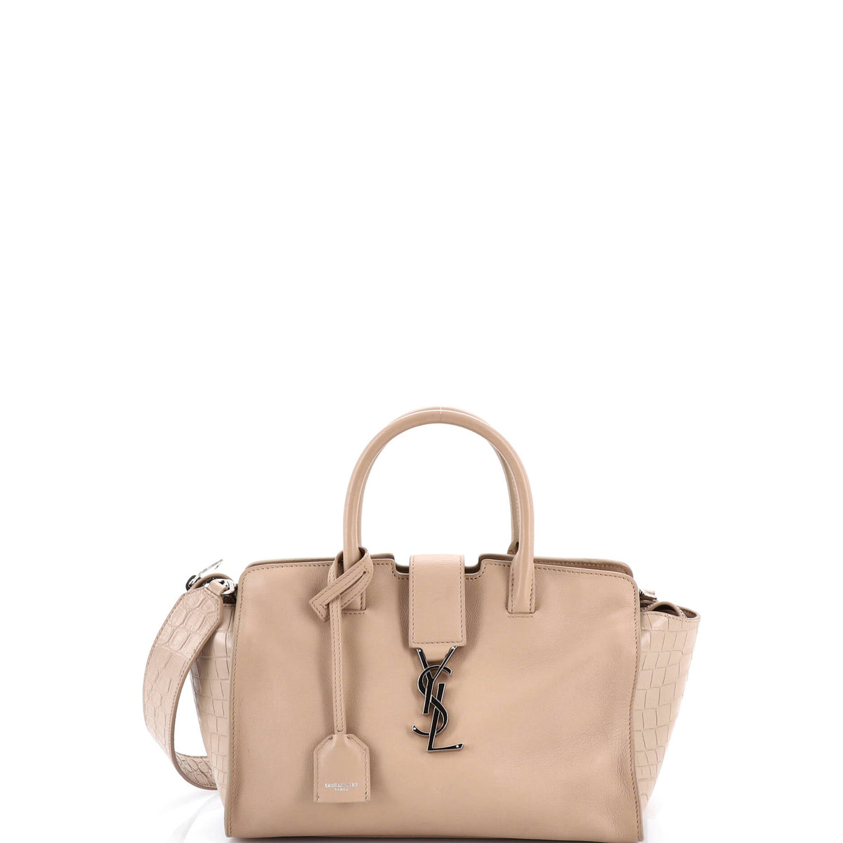 Saint Laurent Monogram Cabas Downtown Leather with Crocodile Embossed Leather Baby