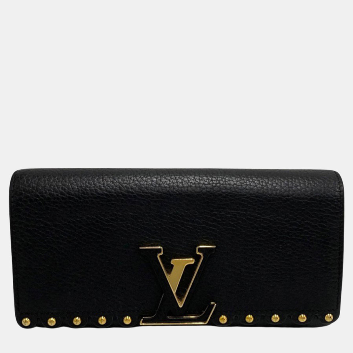 Louis Vuitton Black Leather Portefeuille Capucines Long Wallet