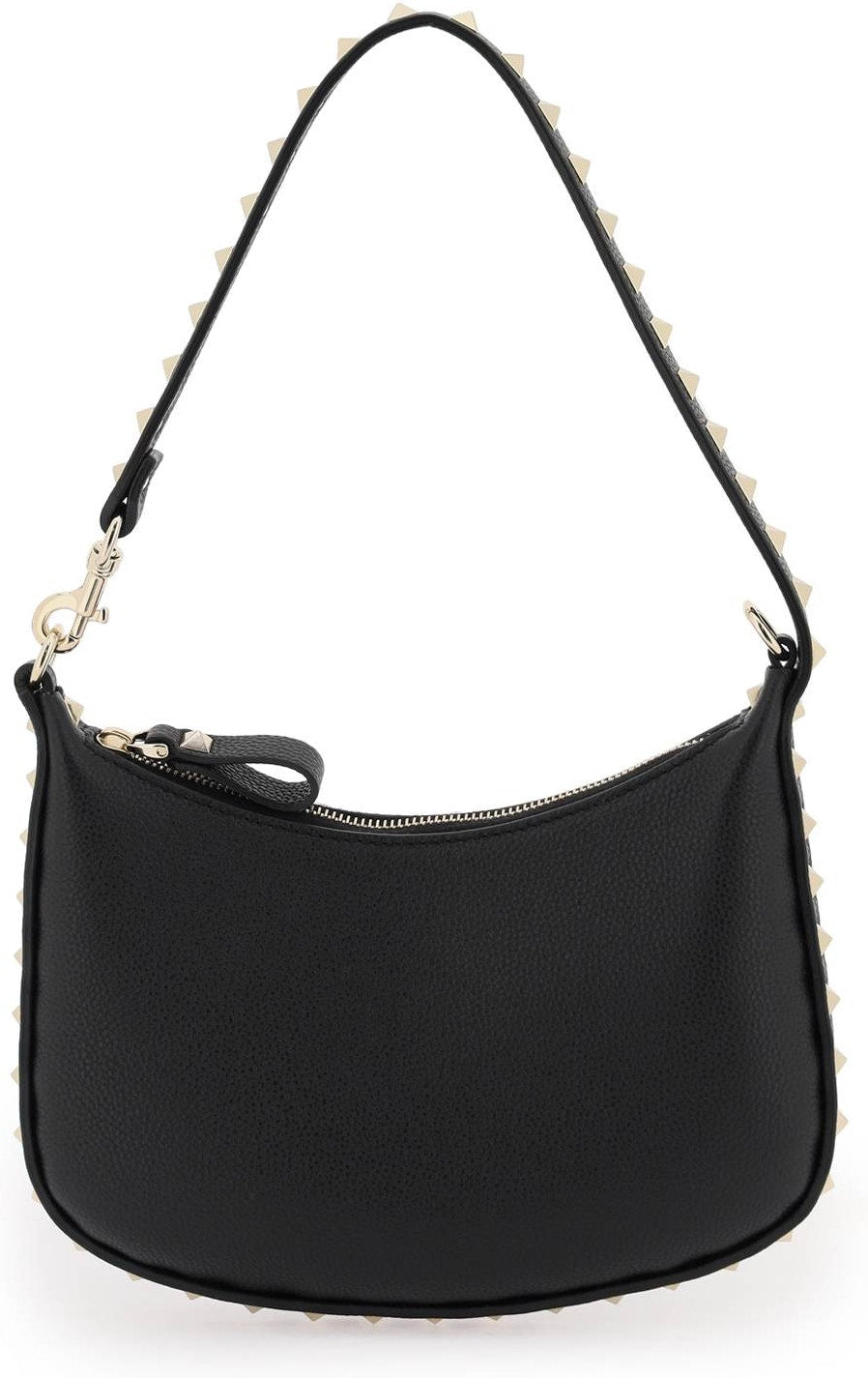 Women's Rockstud Mini Hobo Bag in Black | 4W2P0Z66TAG