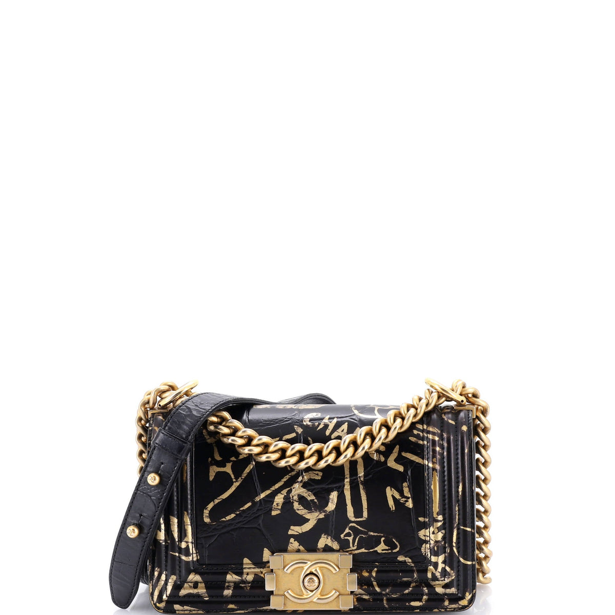 Chanel CHANEL Boy Flap Bag Graffiti Crocodile Embossed Calfskin Small
