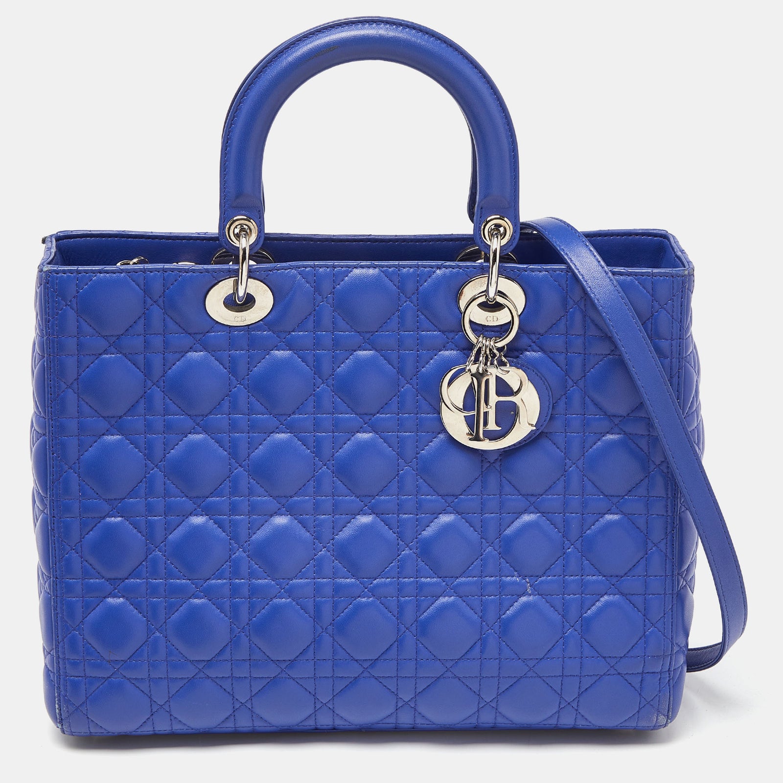 Dior Blue Cannage Leather Large Lady Tote