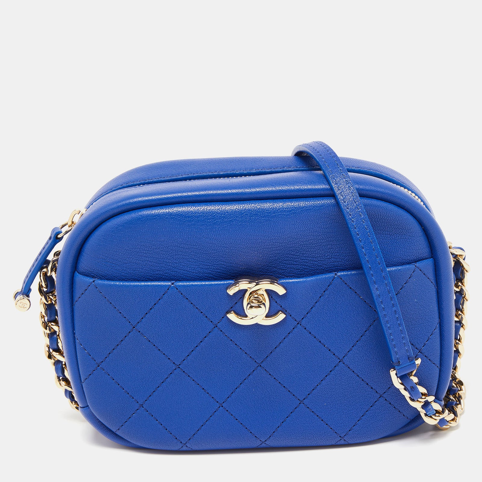 Chanel Blue Quilted Leather Small Casual Trip Camera Crossbody Bag