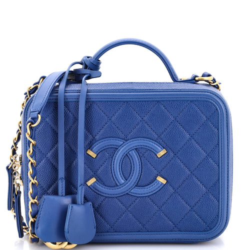 CHANEL Filigree Vanity Case Quilted Caviar Medium