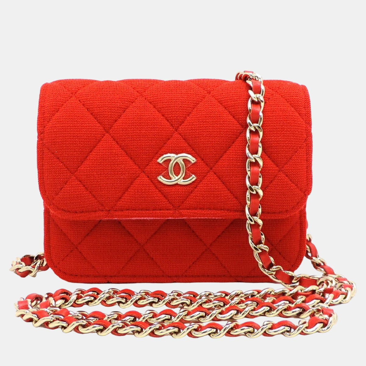 Chanel Red Quilted Jersey Fabric Mini VIP Bag