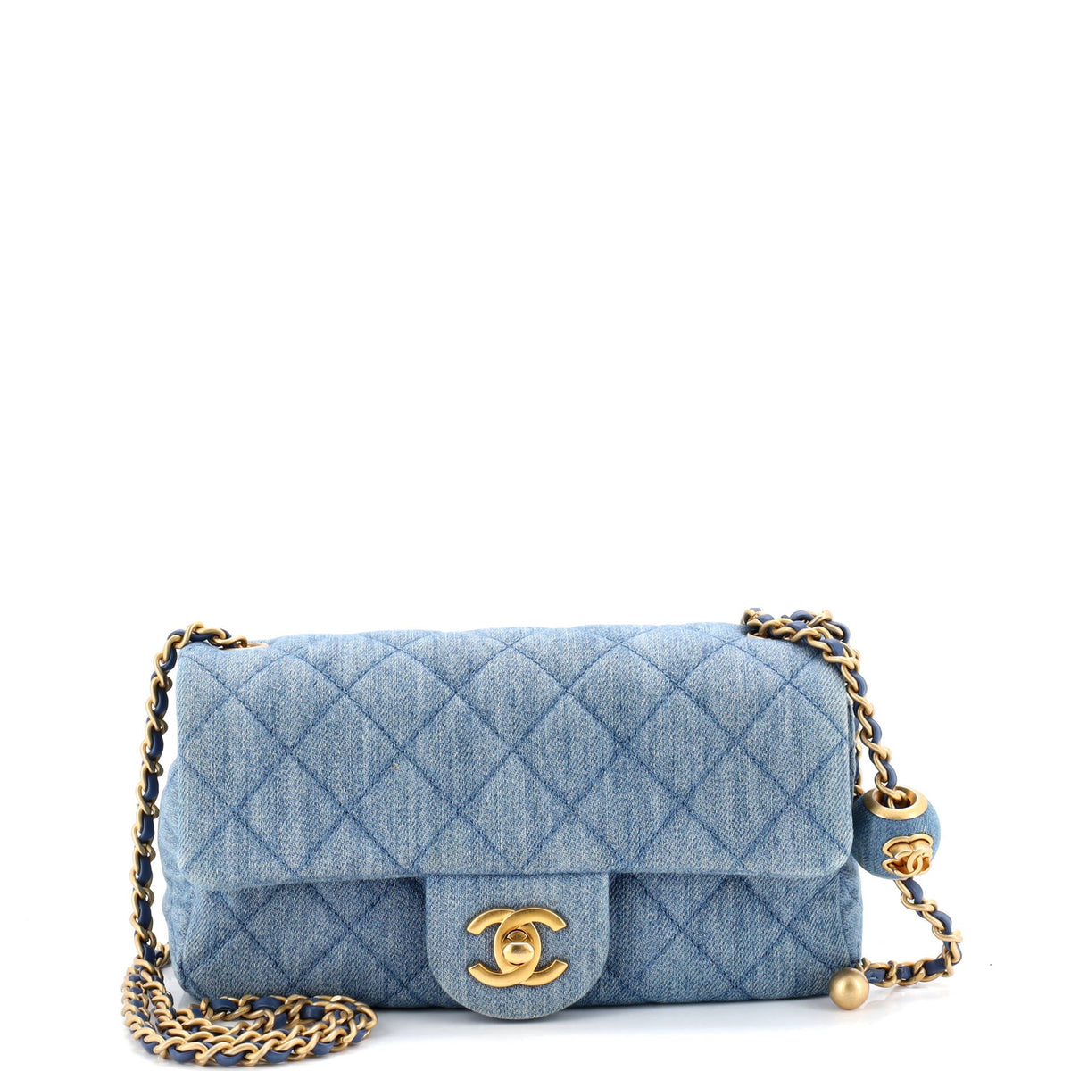 Chanel CHANEL Pearl Crush Flap Bag Quilted Denim Mini