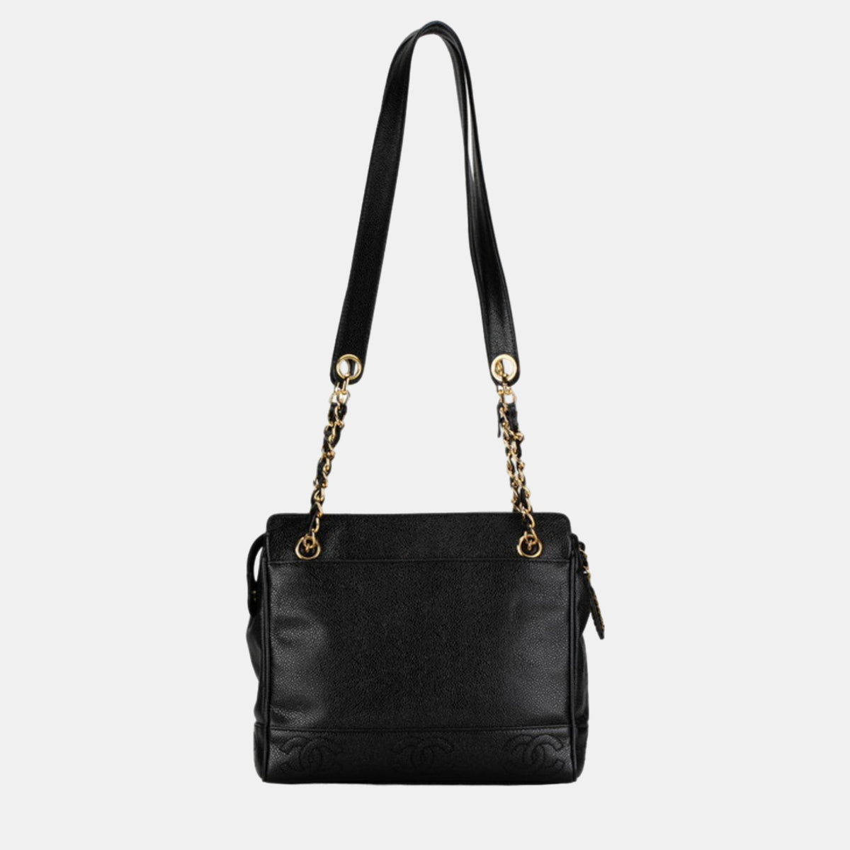 Chanel Black Caviar Medium Vintage Stitched CC Shoulder Bag