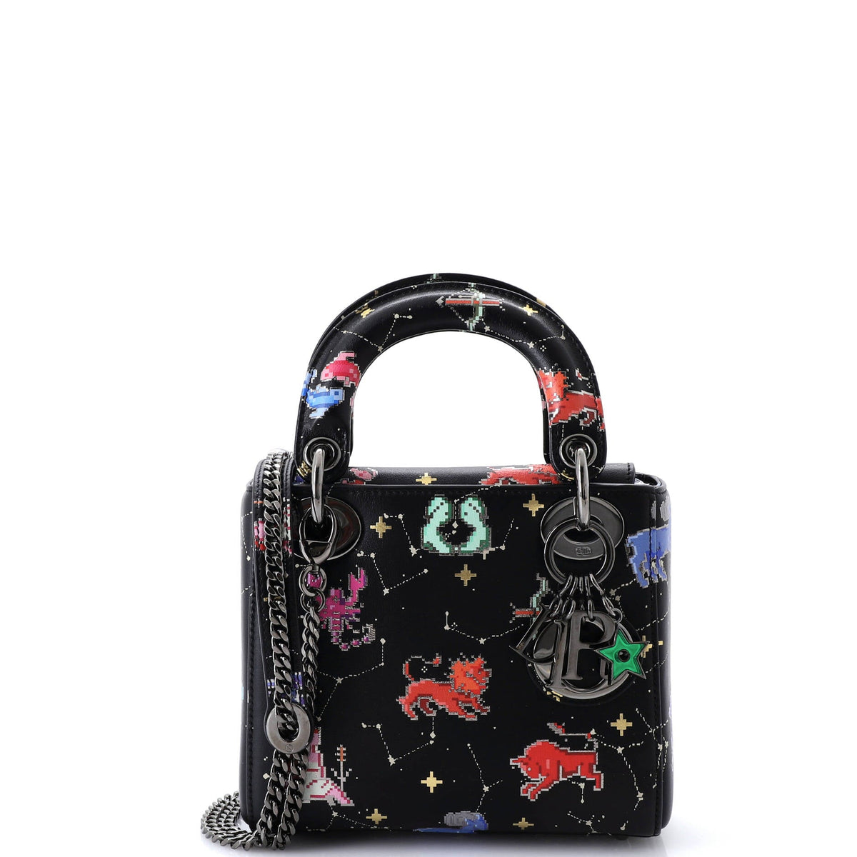 Christian Dior Lady Dior Bag Limited Edition Pixel Zodiac Printed Calfskin Mini