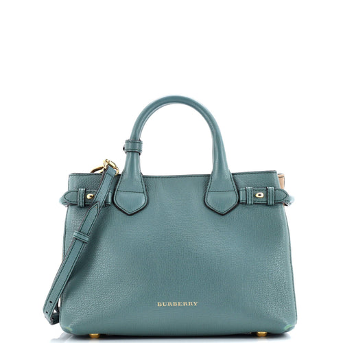 Banner Tote Leather and House Check Canvas Small