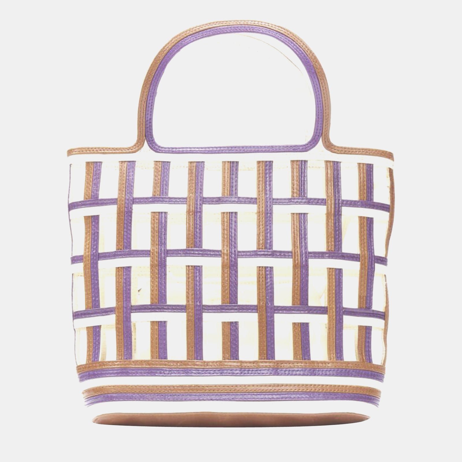 Prada Purple/Brown Leather Lattice Tote Bag