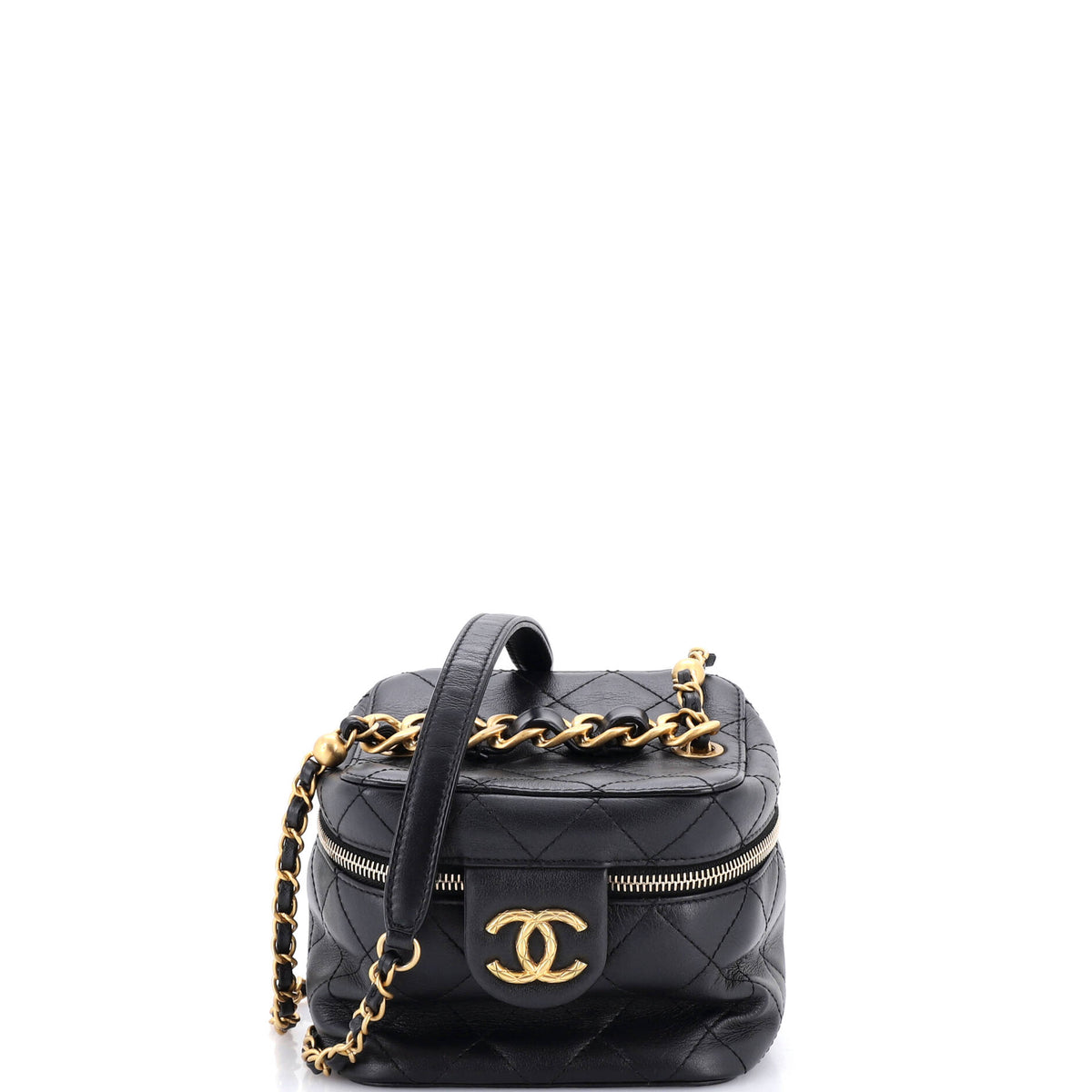 Chanel CHANEL Chain Bar Vanity Case with Chain Quilted Calfskin Small