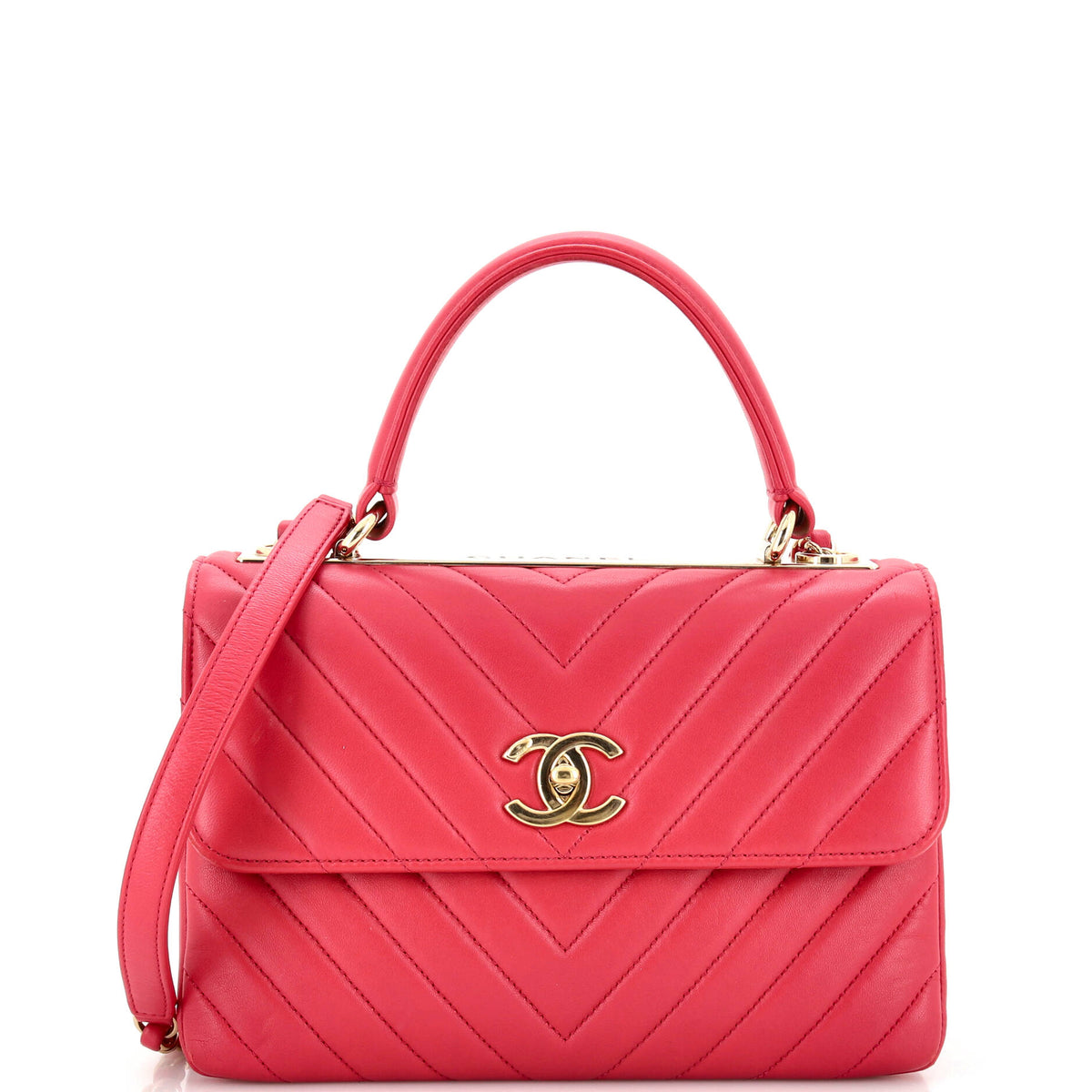 Chanel CHANEL Trendy CC Top Handle Bag Chevron Lambskin Small