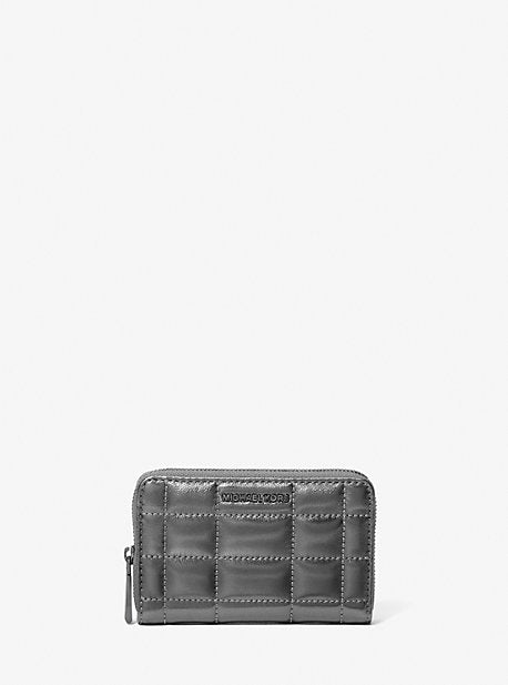 Michael Kors MK Jet Set Small Metallic Quilted Leather Wallet - Grey - Michael Kors