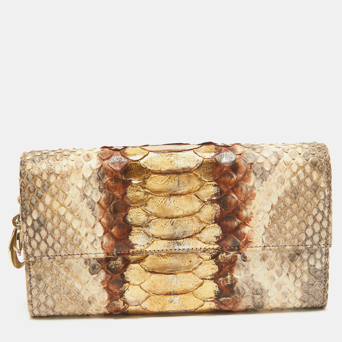 Dior Beige Python and Leather Lady Wallet On Chain