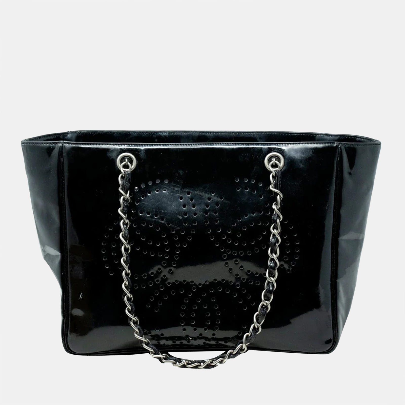 Chanel Vintage Perforated Logo Chain Tote - AWL2646