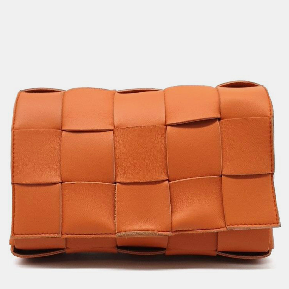 Bottega Veneta Orange Leather Cassette Shoulder Bag