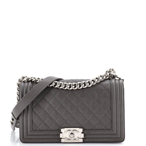 CHANEL Boy Flap Bag Quilted Caviar Old Medium