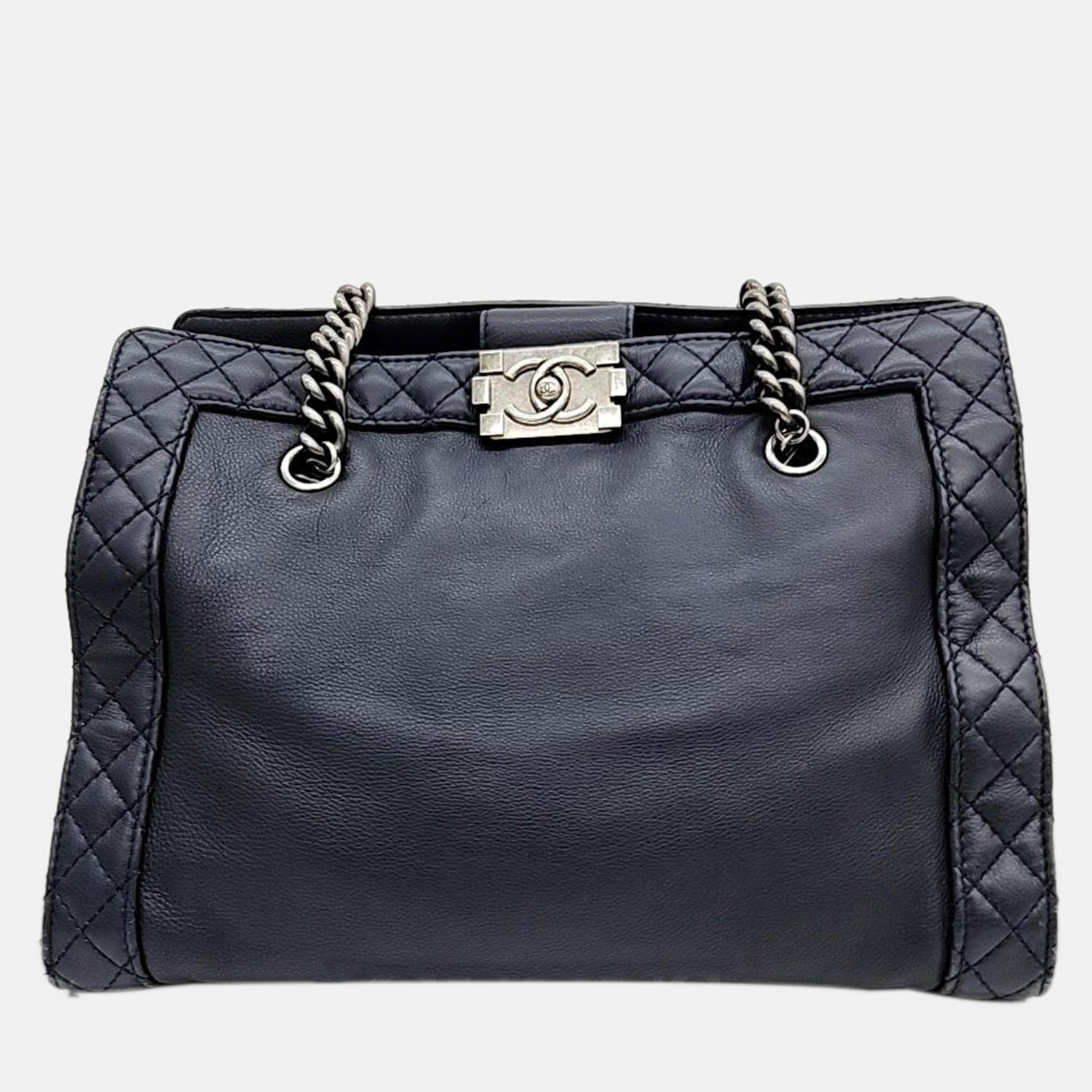 Chanel Black Leather Boy Chain Shoulder Bag