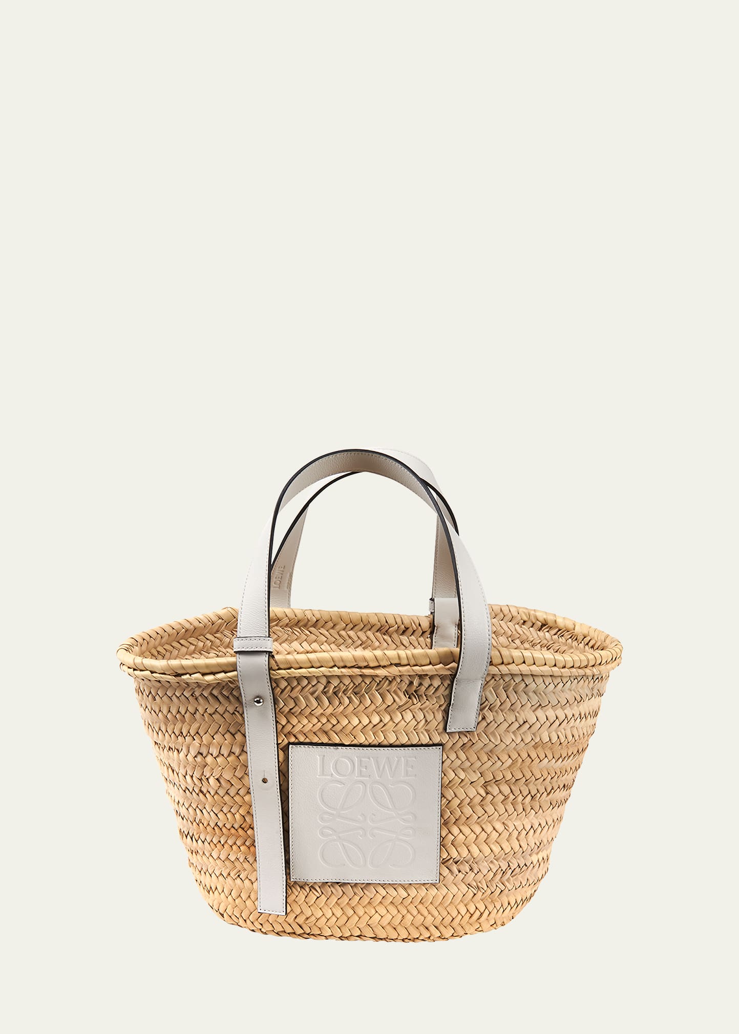 Loewe x Paula's Ibiza Basket Bag in Palm Leaf with Leather Handles