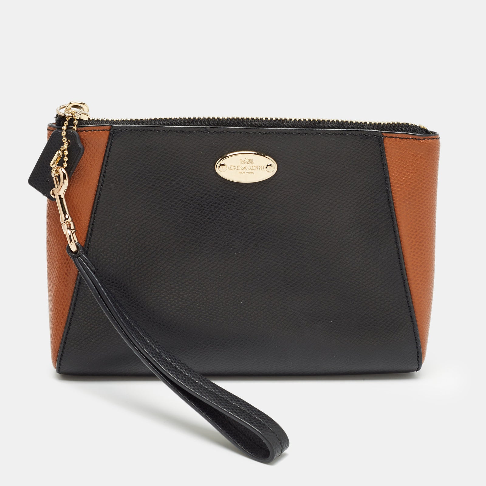 Coach Black/Brown Leather Morgan Wristlet Clutch