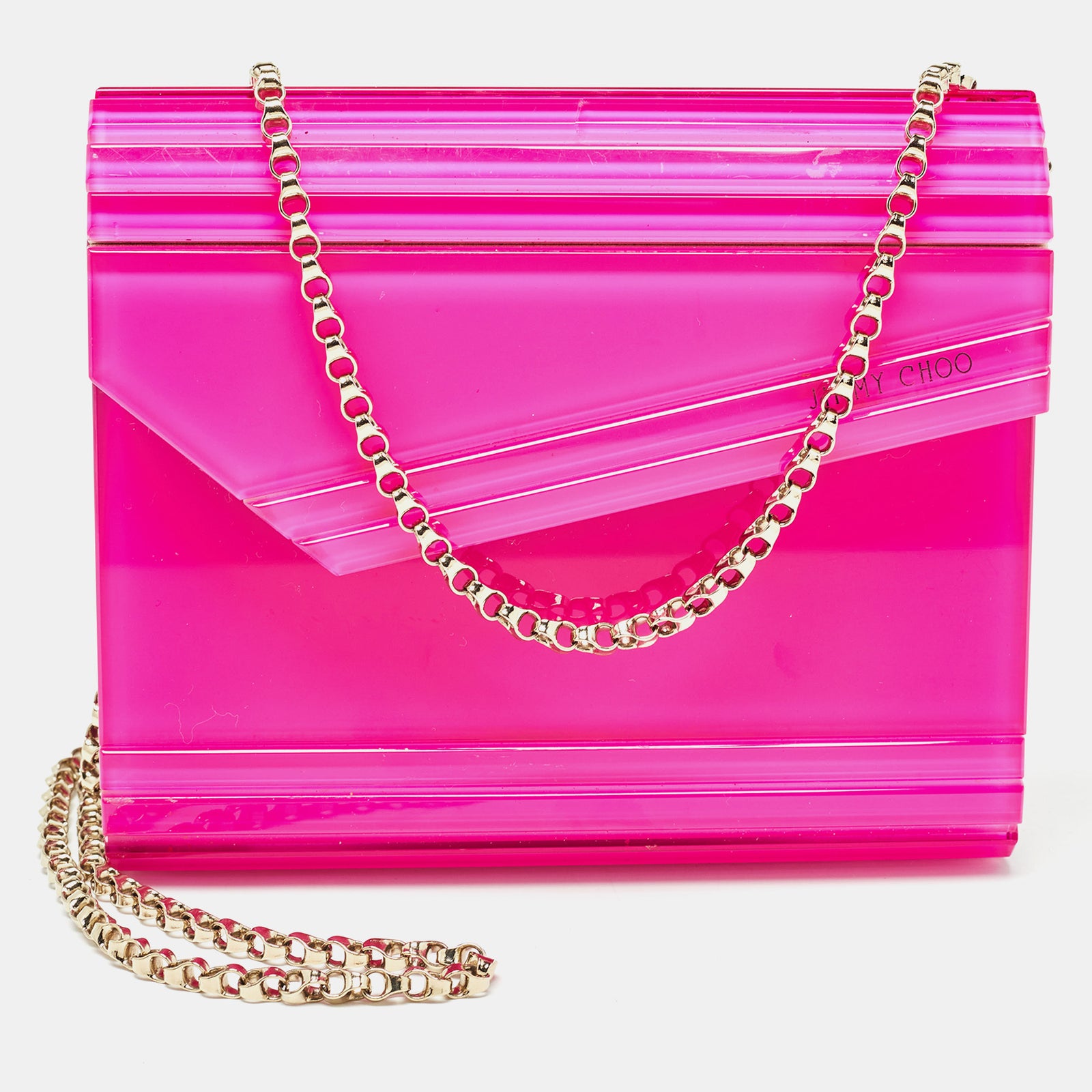 Jimmy Choo Pink Acrylic and Leather Candy Chain Clutch