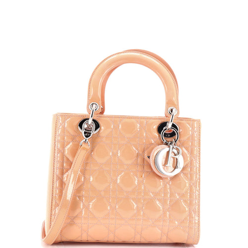 Lady Dior Bag Cannage Quilt Patent Medium