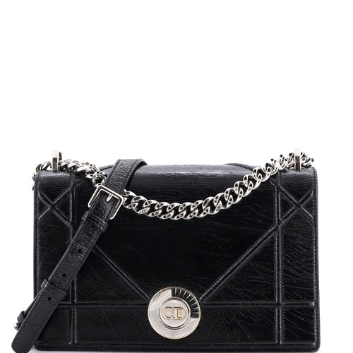 Diorama Clasp Flap Bag Crinkled Lambskin Medium