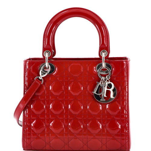 Lady Dior Bag Cannage Quilt Patent Medium