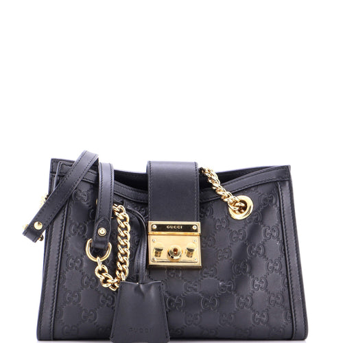 GUCCI Padlock Chain Tote Guccissima Leather Small