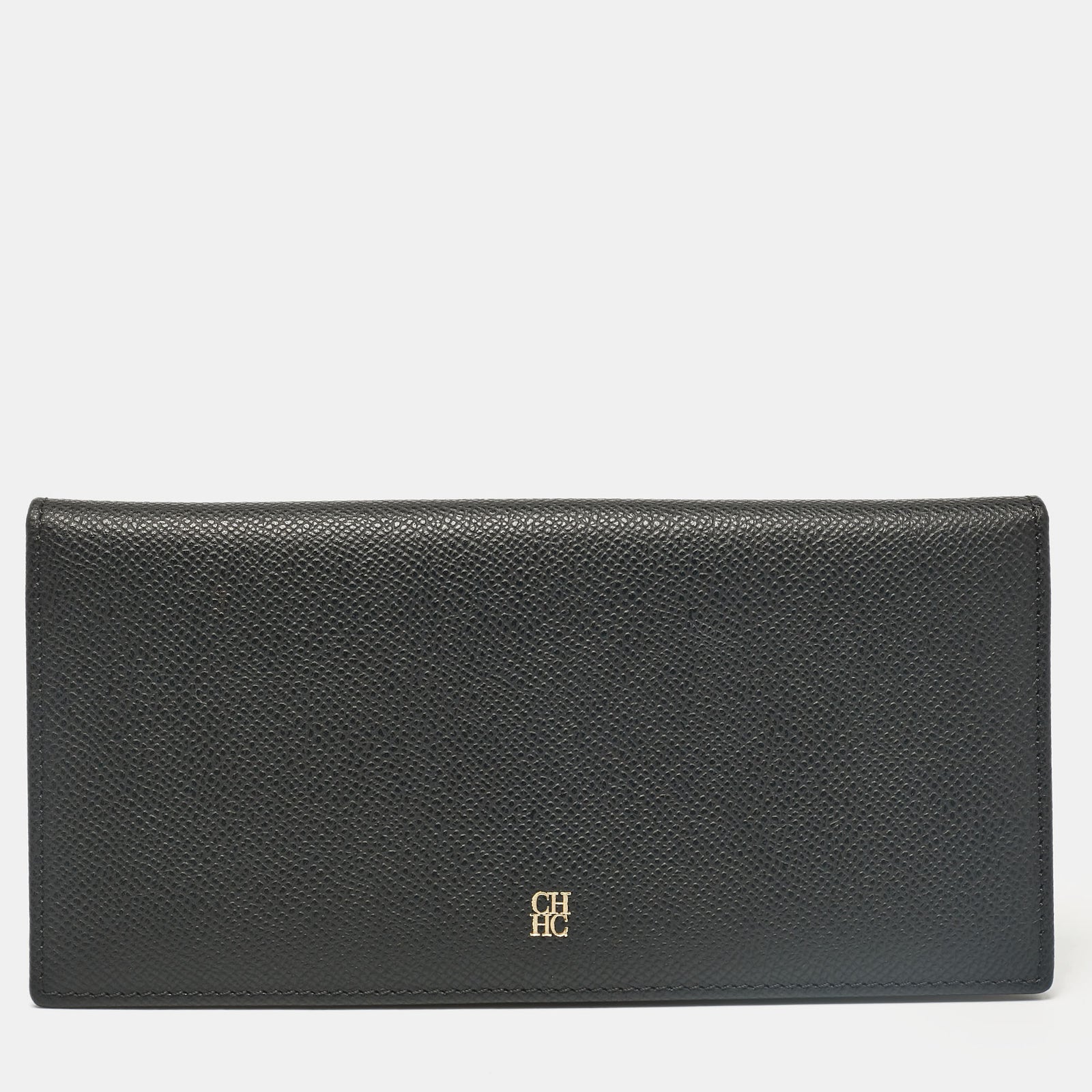 Ch Carolina Herrera Carolina Herrera Black Leather Bifold Long Wallet