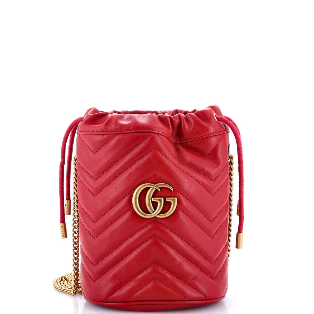 Gucci GUCCI GG Marmont Bucket Bag Diagonal Quilted Leather Mini