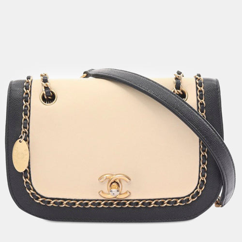 CC Lambskin and Caviar Chain Around Crossbody Bag