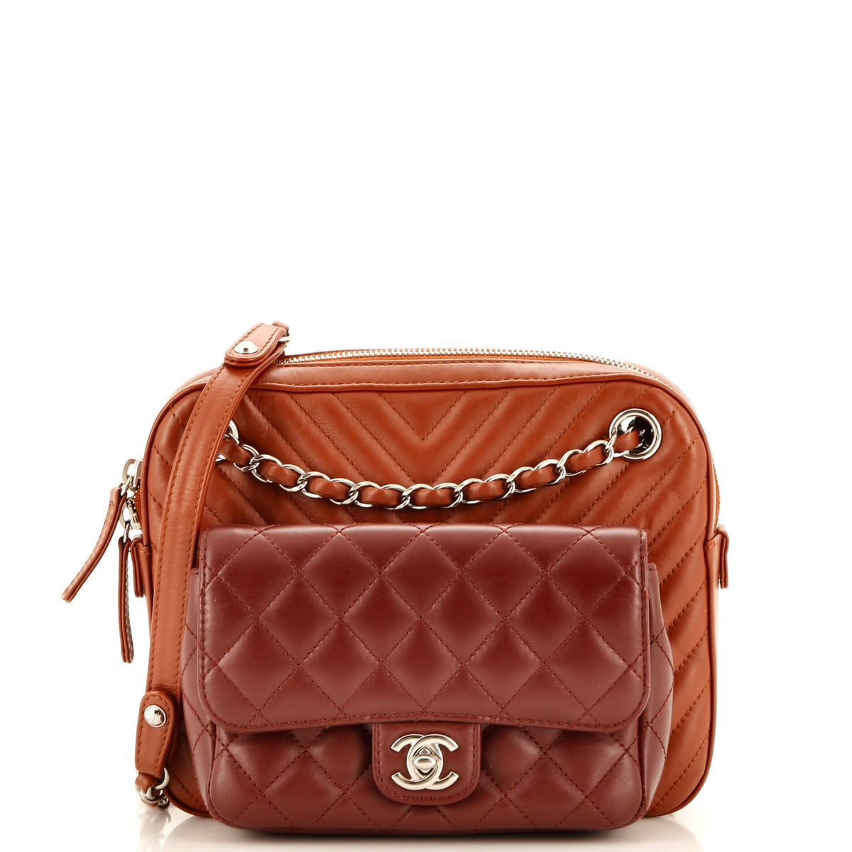 Chanel CHANEL Paris-Hamburg Double Camera Case Bag Chevron and Diamond Quilted Calfskin Small