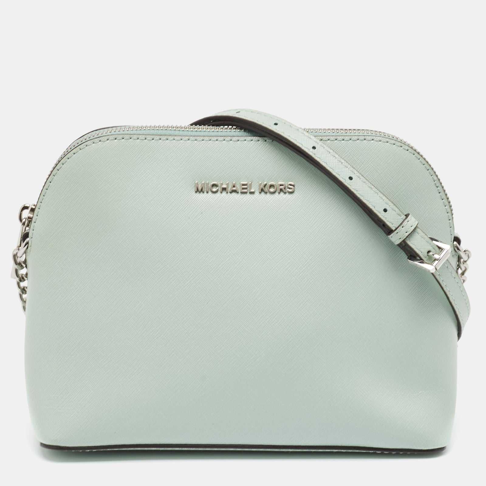 Michael Kors Mint Green Patent Leather Medium Cindy Dome Crossbody Bag