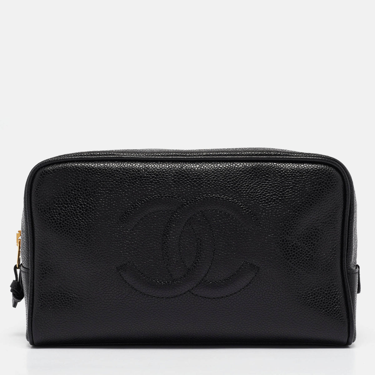 Chanel Black Caviar Leather CC Cosmetic Pouch