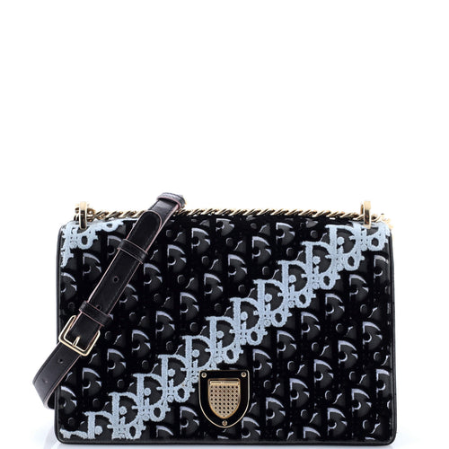 Diorama Flap Bag Oblique Velvet and Canvas Medium