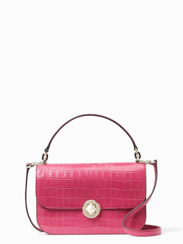 Kate Spade Au Audrey Croco Embossed Leather Flap Crossbody