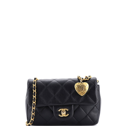CHANEL Heart Charms Flap Bag Quilted Lambskin Mini