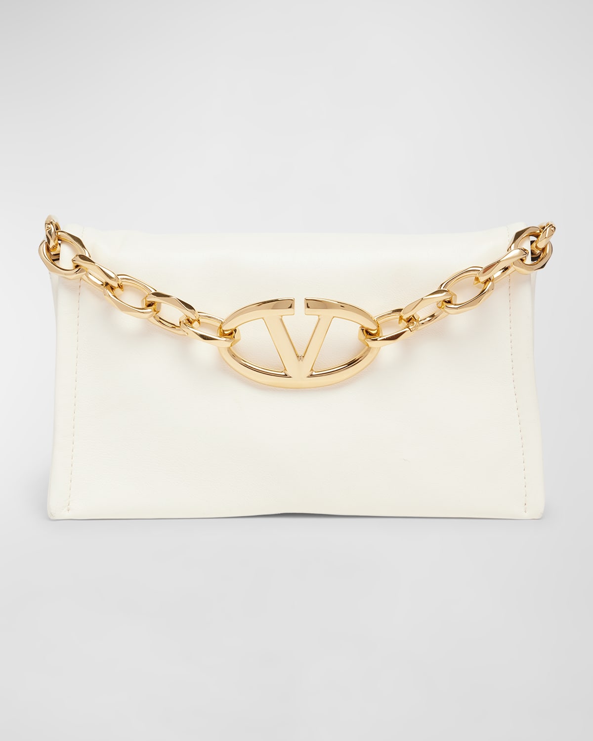 Valentino VLOGO Mini Flap Leather Clutch Bag