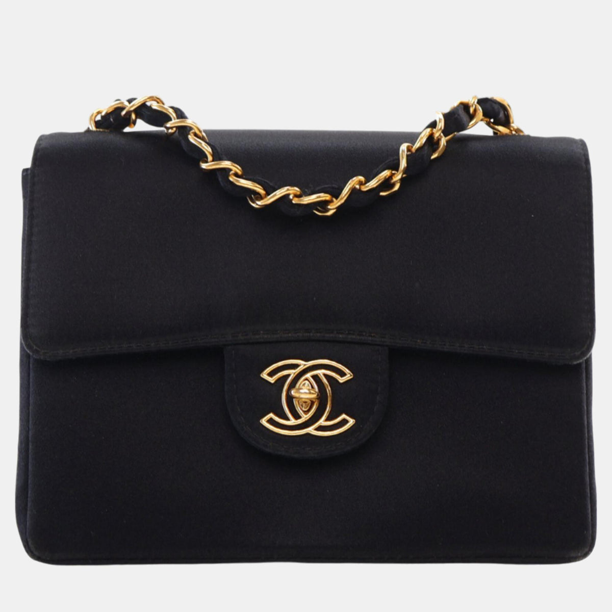 Chanel Black Satin Mini Square Classic Single Flap Bag