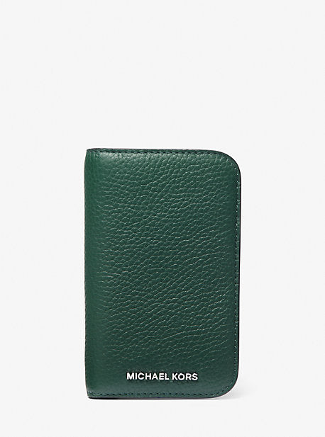 Michael Kors Mens MK Hudson Pebbled Leather Billfold Wallet - Green - Michael Kors