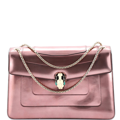 BVLGARI Serpenti Forever Shoulder Bag Metallic Leather Medium
