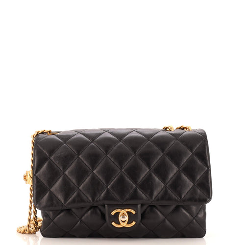 CHANEL All Slide Long Flap Bag Quilted Lambskin Small
