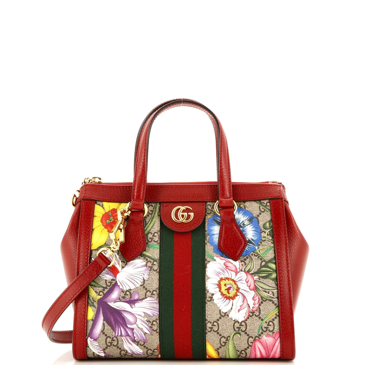 Gucci GUCCI Ophidia Top Handle Tote Flora GG Coated Canvas Small
