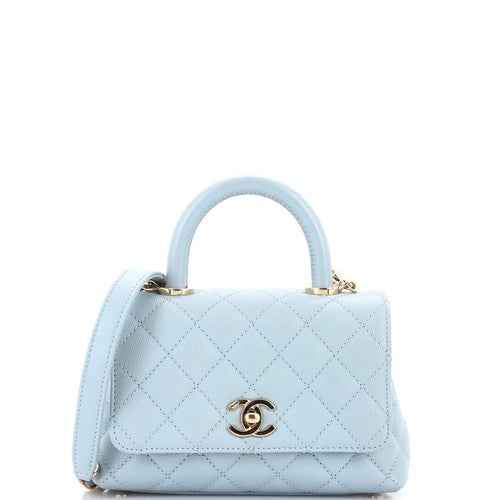 CHANEL Coco Top Handle Bag Quilted Caviar Extra Mini