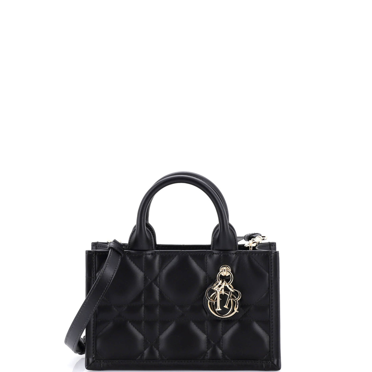 Christian Dior Book Tote with Strap Macrocannage Quilt Calfskin Mini