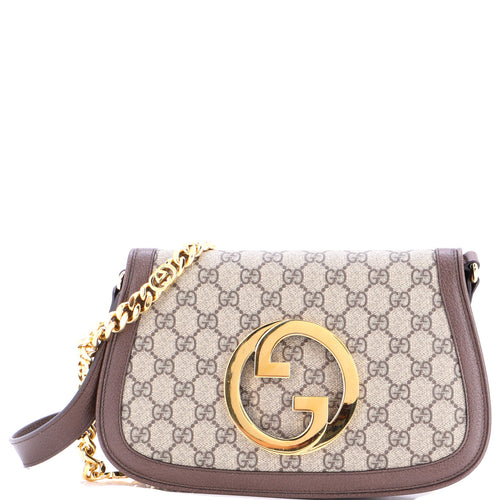 GUCCI Blondie NM Chain Flap Bag GG Coated Canvas Small