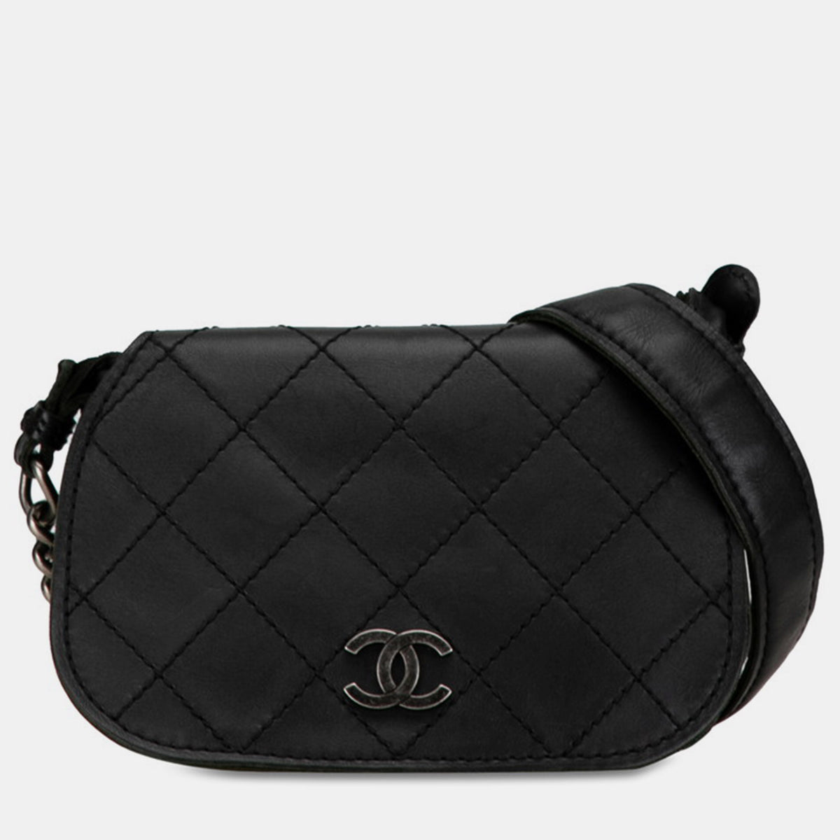 Chanel Black Quilted Leather Chain Flap Bag