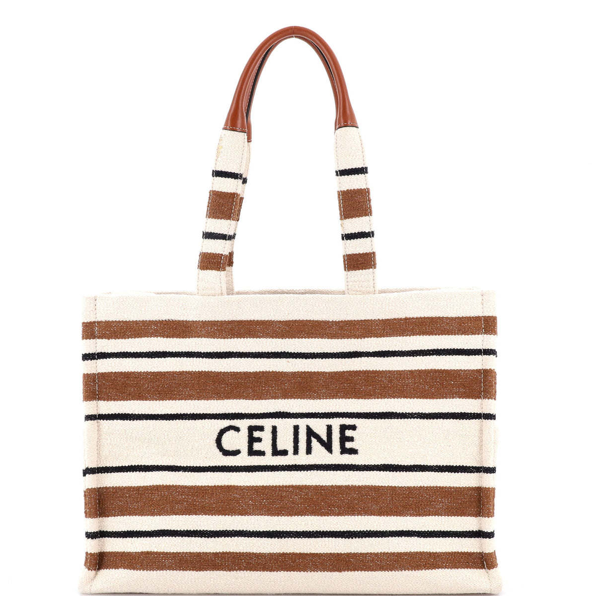 Celine CELINE Cabas Thais Tote Striped Jacquard Textile Large