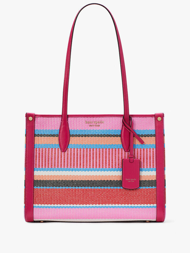 Kate Spade Au Market Striped Woven Straw Medium Tote