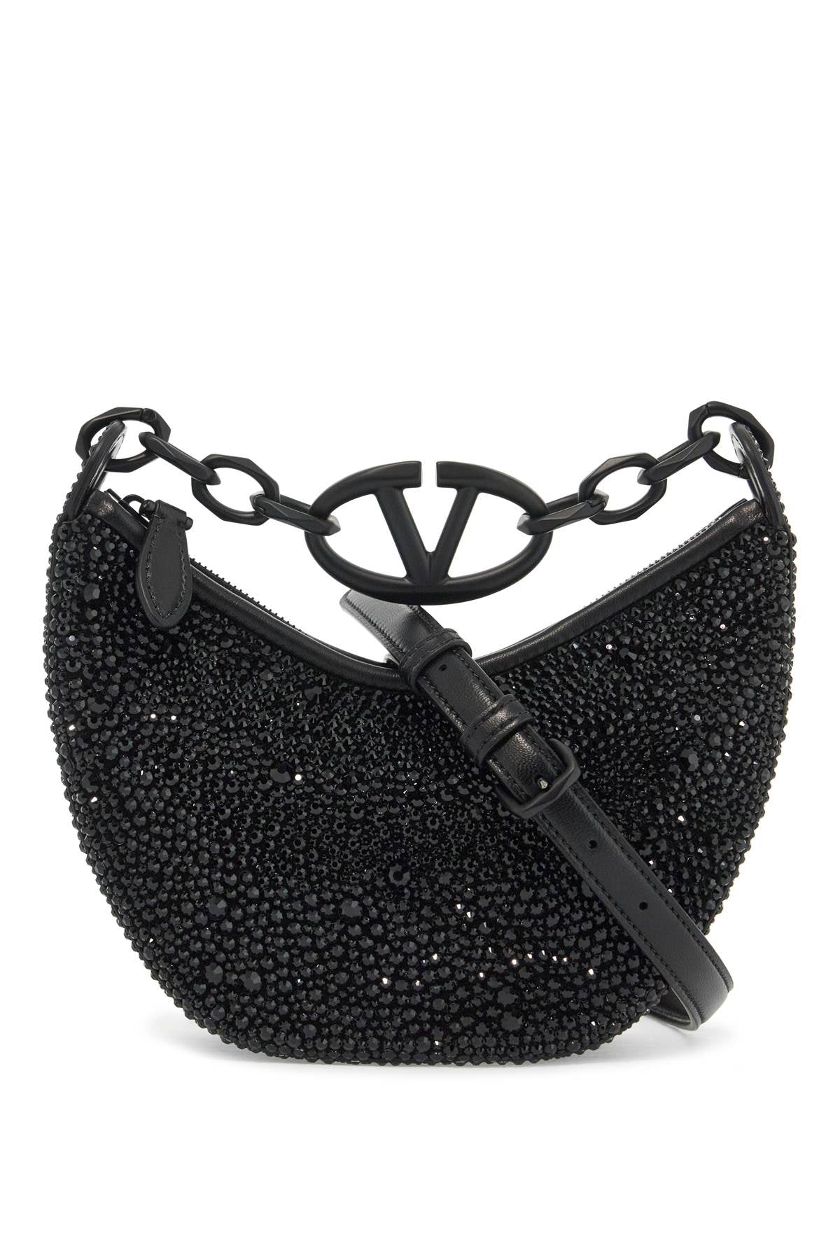 Valentino Garavani Women's Mini Vlogo Moon Bag Hobo Purse With in Black | 5W0B0Q43KLC